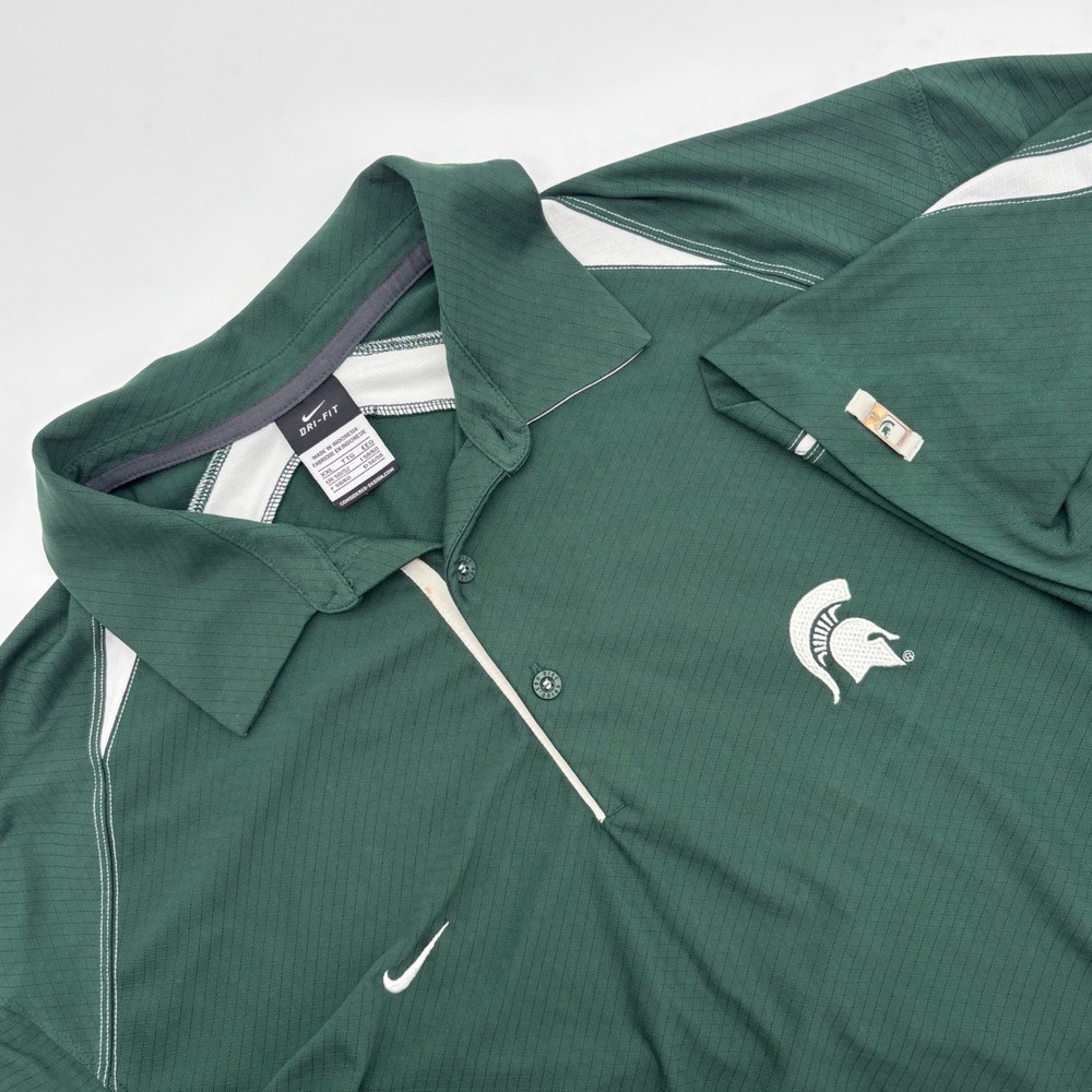 Nike Dri-FIT Michigan‎ State Spartans Polo Shirt XXL Green Golf Athletic